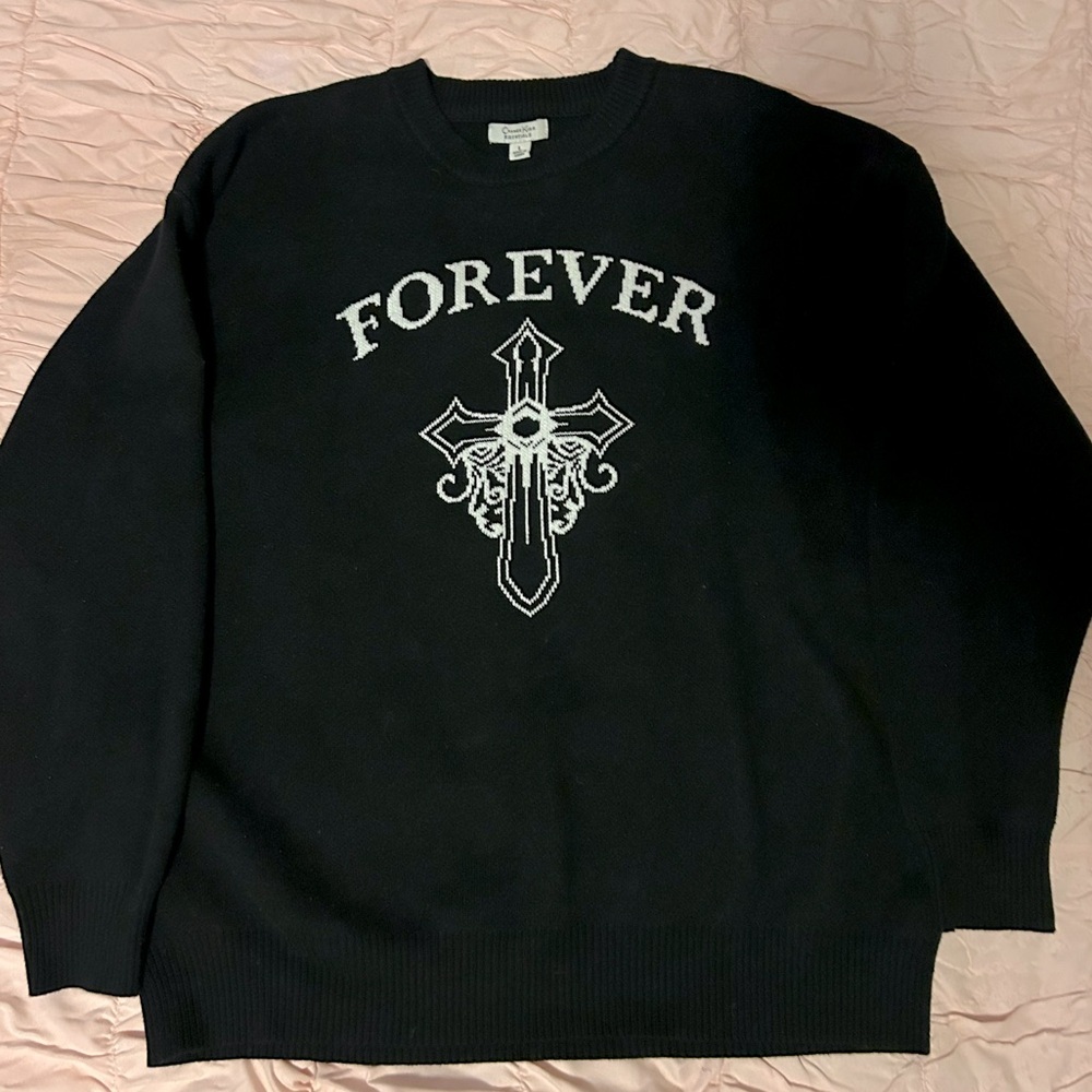 Orange Kiss Essentials Black Sweater Cross​